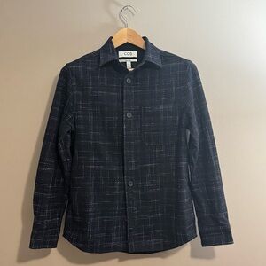 COS Relaxed Fit Wool-Blend Overshirt - Navy Check - XS (Fits Oversized)